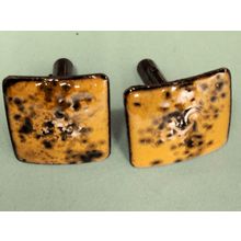 Drip Effect Orange Black Enamel on Bronze Art Based Cufflinks For The 'Arts Man'