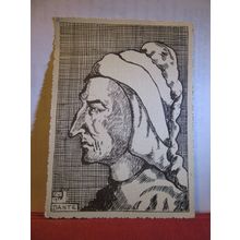 DANTE by F.V. 1950 vintage postcard blank back =