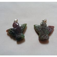 2 Agate Angel Charms Pendants 1x1 inch 25mm With Bail Gemstone