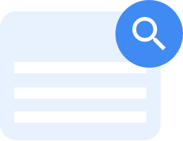 Icon showing a blue magnifying glass.