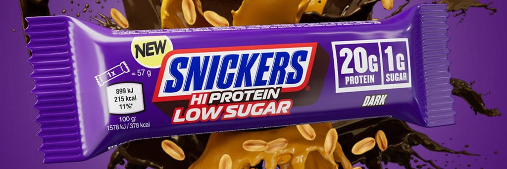 Snickers Dark Chocolate Protein Bar - Purple Banner