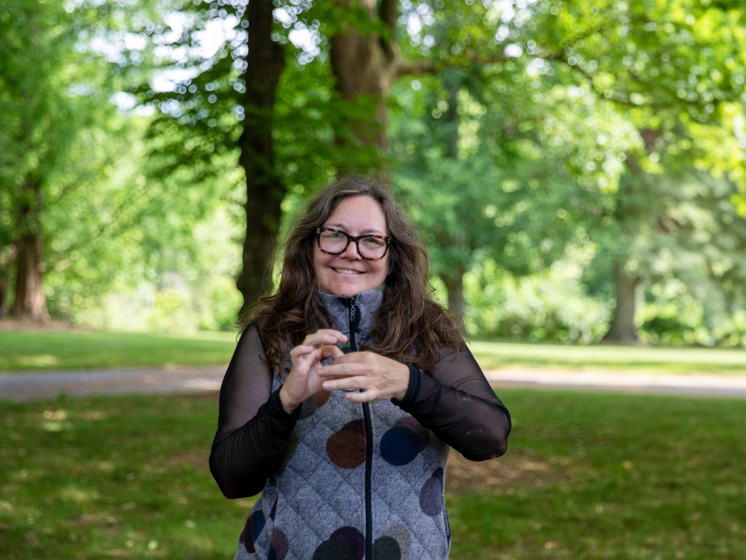 Jenny Kramer does ASL sign for "connect"