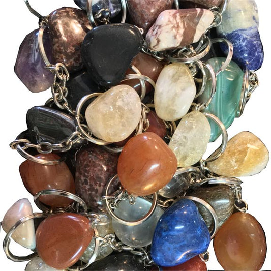 Tumble Polished Gemstone Mix Key Chains