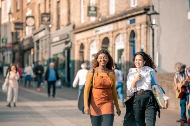 Students from the International Study Centre walking through Durham