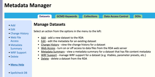 Manage datasets