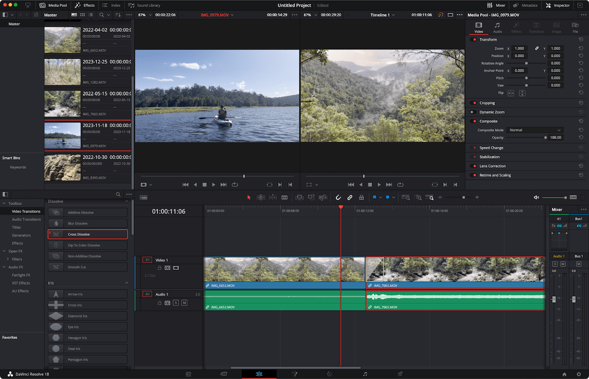 DaVinci Resolve, our pick for the best professional-level free video editing software on Windows and Mac