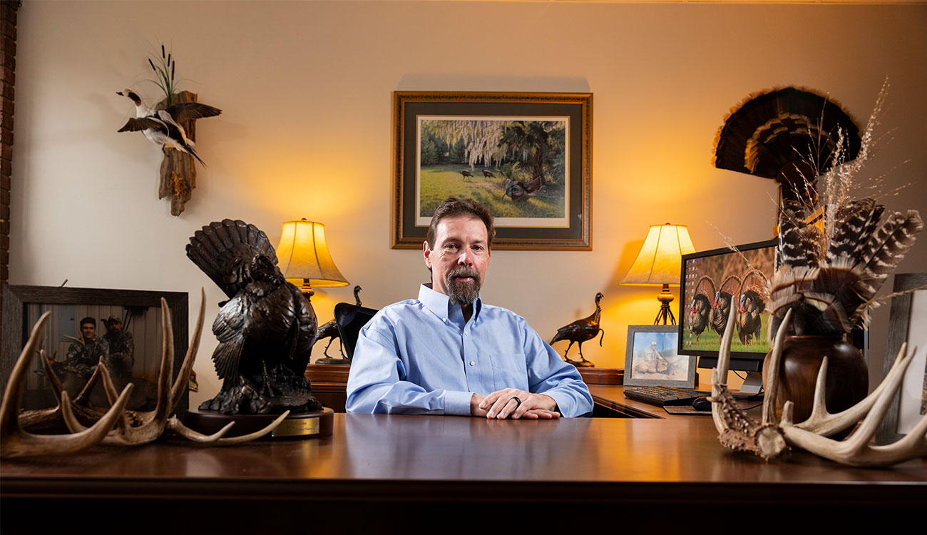 Warnell School of Forestry & Natural Resources Professor Mike Chamberlain is on a mission to uncover causes for the wild turkey population decline. He hopes his research and communication efforts will raise awareness about what landowners, managers, and hunters can do to conserve wild turkeys around the country.