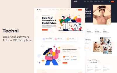 Techni - Saas 和软件 Adobe XD 模板