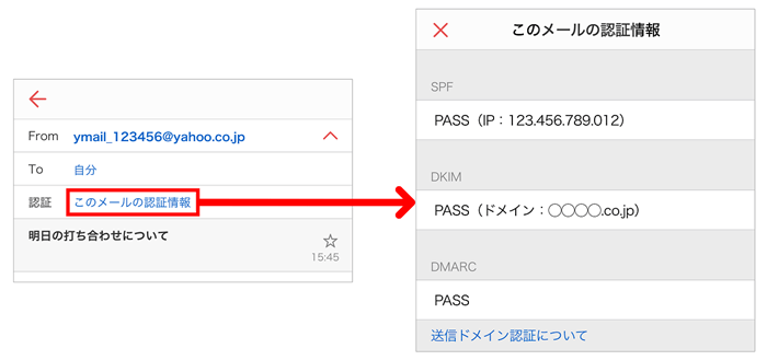 認証情報の確認画面