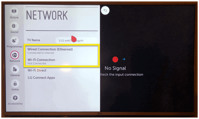 Select your network connection type.