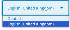 Drop down option for UK English or Deutsch