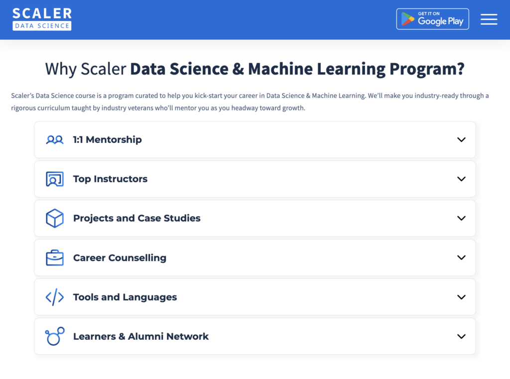 scaler data science program