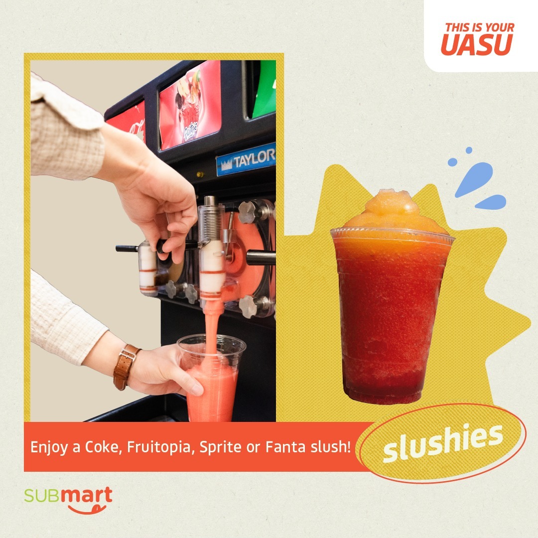We've got you covered in the second round of this heatwave with all the slushies you could need!! 

Stop by SUBmart anytime between 7:30am and 6:00pm to pick up your own and satisfy your sweet tooth ☀️
_______
#uasu #ualberta #uofa #ualbertastudents #universityofalberta #ualbertalife #slushies #SUBmart #heatwave