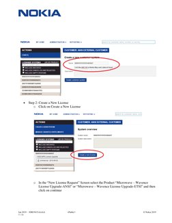 Jan 2019 – 3DB19433AAAA 
7 / 33 
<Public> 
© Nokia 2019 
 
 
• Step 2: Create a New License 
o Click on Create a New Licens