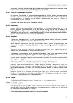 TECHNICAL SPECIFICATION & METEHOD OF MEASUREMENT          
 
6
Schedule of submittals required by the Technical specificatio