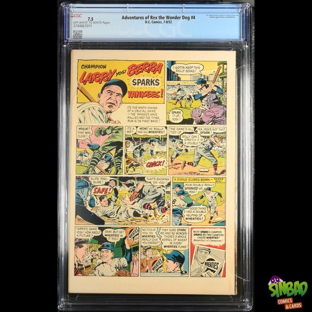 Adventures of Rex the Wonder Dog #4 CGC 7.5! 1st Detective Chimp. Scarce!