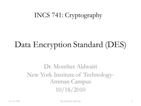 Data Encryption Standard (DES)