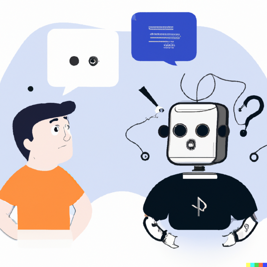 DALL&middot;E-An-illustration-for-a-technical-article-about-a-dialog-betwen-a-developer-and-a-chat-bot-generating-code