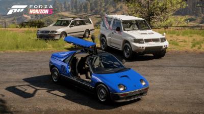 Nissan Stage, Mitsubishi Pajero Evolution and Autozam AZ-1 in Forza Horizon 5