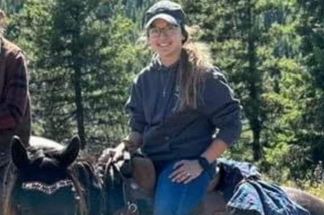 <p>Meghan Rouns, 27, went missing near Helena, Montana on Friday. So far, officials have only found her phone and horse</p>