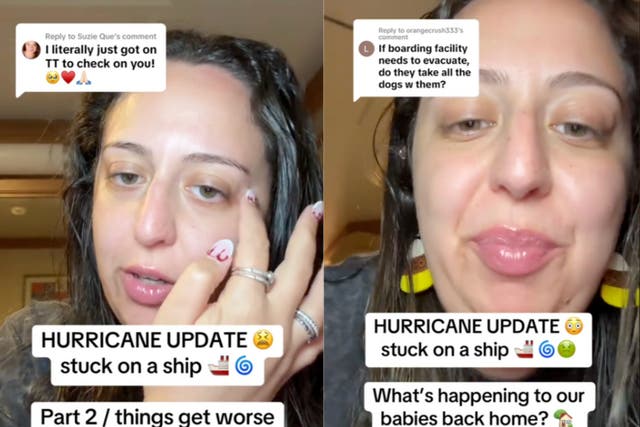 <p>Influencer Myriam Estrella documents her Disney Cruise ship getting caught in the direct path of Hurricane Milton </p>