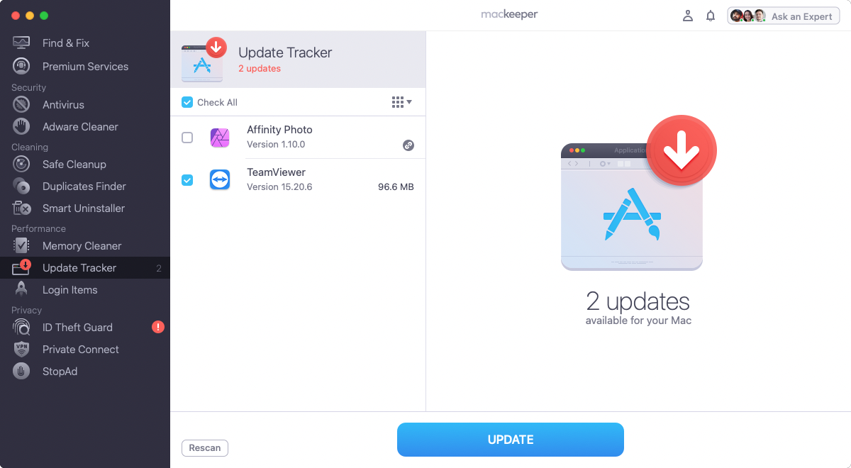 mackeeper update tracker