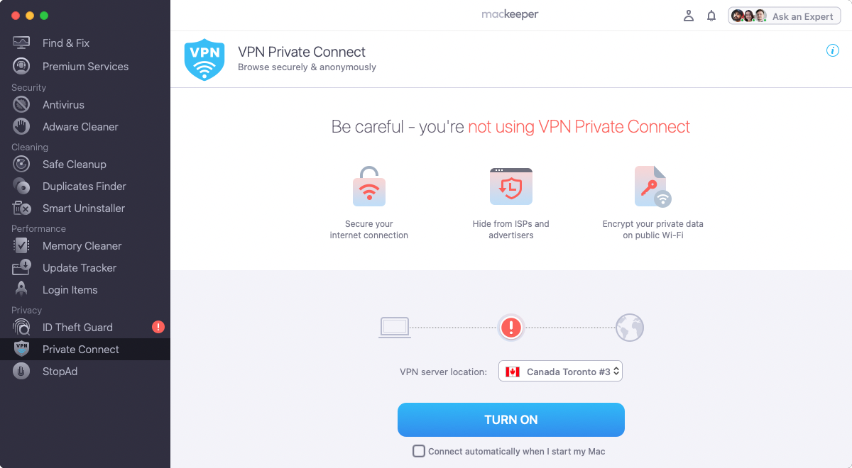 mackeeper private connect