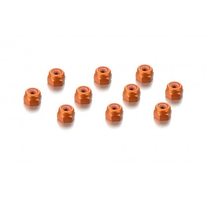 ALU NUT M3 - ORANGE (10)