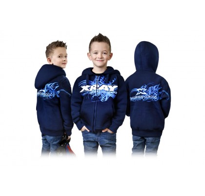 Junior Sweater Hodded With Zipper - Blue (XXL/158cm)