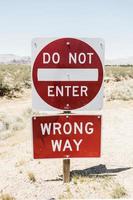 Red and white road sign photo