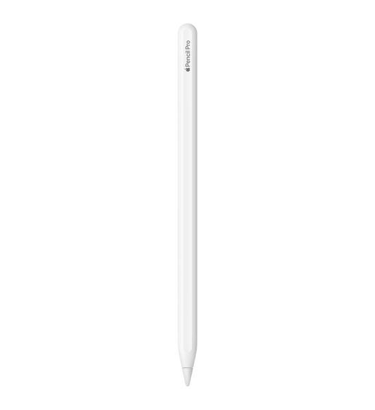 Una Apple Pencil Pro bianca su cui è incisa la scritta Apple Pencil Pro, la parola Apple è sostituita dal logo Apple