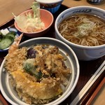 文珠庵 - ミニ天丼セット温かけ 