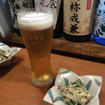 Sake Seafood Nidaime Masajiro - 生ビールと付き出し