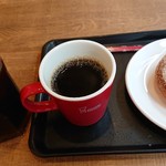 mister Donut Ooyamashoppu - 2019/7月下旬。ブレンドコーヒー、アイスコーヒー、オールドファッション黒糖。