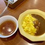 Big Boy Tagajo Mae Ten - 次女につられて、メインが来る前に、コンソメスープとカレーを食べてしまいました…(^◇^;)