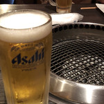 食道園 - なみなみと注がれた生ビール！