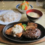 Bistro Waku - ハンバーグ照焼ソースと白身魚フライセット