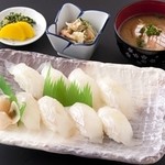 宝寿司 - ひらめにぎり定食（1,400円だそうです♪）