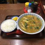 Mansei - カレーラーメン¥600 中ライス¥180