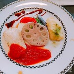 Restaurant Plumeria - レディースランチ　ハモのグリルとフライ　アップ　鱧なだけありゴワってました