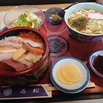 石松すし - 上生ちらし・うどんセット 1,950円(税別)