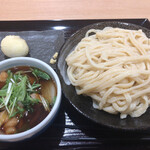 Takekuni Musashino Udon Bibamoru Honjo Ten - 肉汁うどん　大盛　700円  たまご天　130円