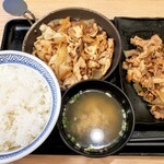 Yoshinoya Tsubame Sanjo Ten - 牛皿豚生姜焼定食　628円