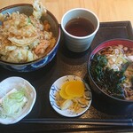 Totoya Fukkichi - かき揚げ丼そばセット¥750-