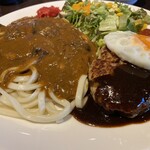 酒喰BAR町 - ハンバーグセット（カレーうどんハンバーグ）