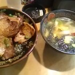 Fukusuke - 大盛炙りチャーシュー丼とスープ