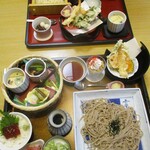 Sagami Sennonji Ten - 味彩御膳 1,330円 + 麺大盛り 200円 = 1,530円（手前・以下 税別）と、お昼のサガミセット 1,180円（奥）。　　　　　2020.06.02