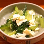 蕎麦 ろうじな - おひたし　　生湯葉 と 青菜