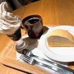 Cafe & Meal MUJI Marui Yoshijoji Ten - コーヒーゼリーパフェ、ミルクレープ、ホットコーヒー