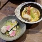 Uma Karaage to Izakemeshi Miraizaka Kagurazaka Ten - “濃厚”豆乳坦々と”あっさり“鯛塩スープの二色鍋